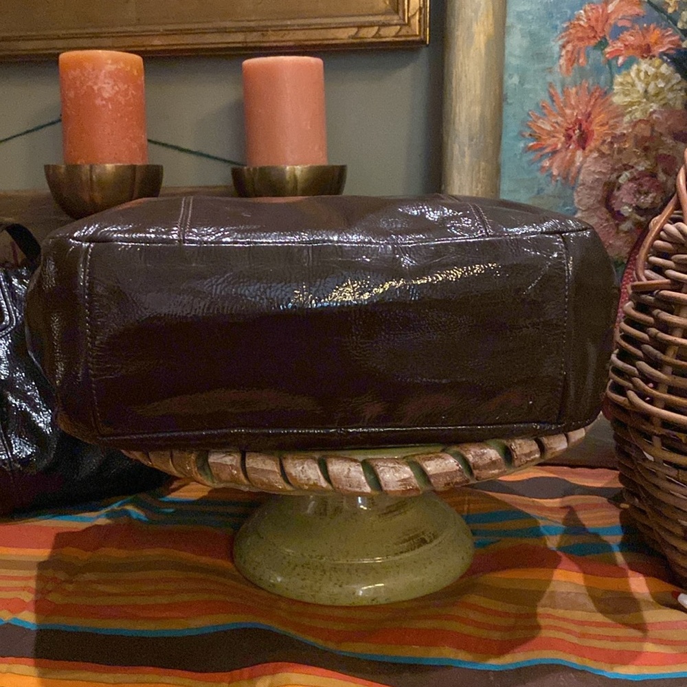 COACH GALLERY BROWN PATENT LEATHER HANDBAG Shoulder Bag - Picture 9 of 16